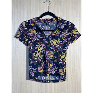 Kerrits Womens Small Short Sleeve 1/4 Zip Riding Top Paisley Mesh Equestrian